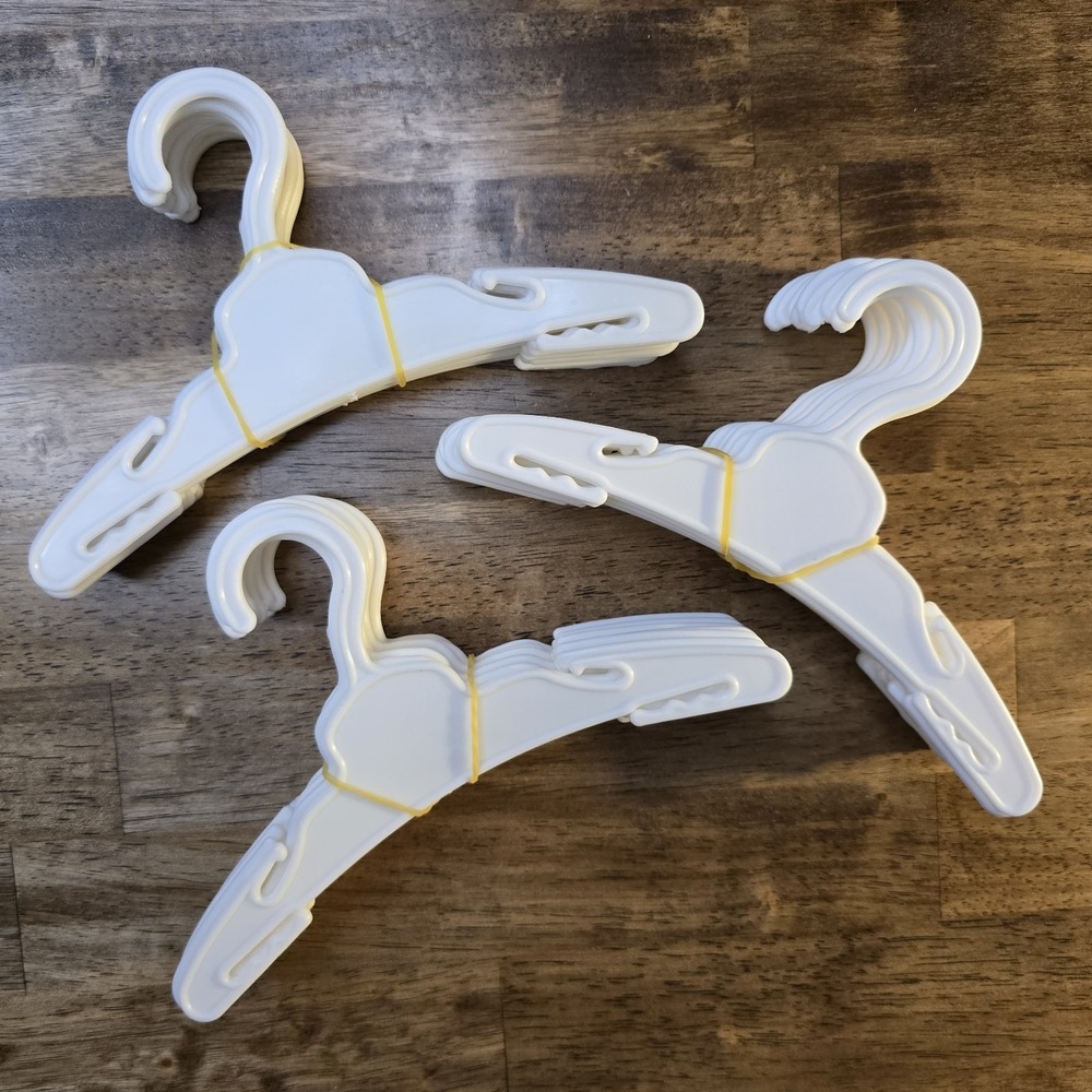 Doll Clothes Hangers 36pc 7in White Plastic Fits 18in Dolls Outfit Storage
